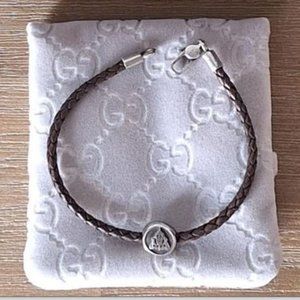 Gucci  Vintage Braided Leather Wrist Bracelet